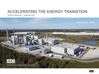 1
ACCELERATING THE ENERGY TRANSITION
Investor Presentation | December 2022
AMG ADVANCED METALLURGICAL GROUP N.V.
Zanesville, Ohio
 