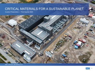 1
CRITICAL MATERIALS FOR A SUSTAINABLE PLANET
Investor Presentation | Third Quarter 2023
AMG CRITICAL MATERIALS N.V.
 