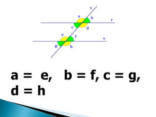 a = e, b = f, c = g,
d = h