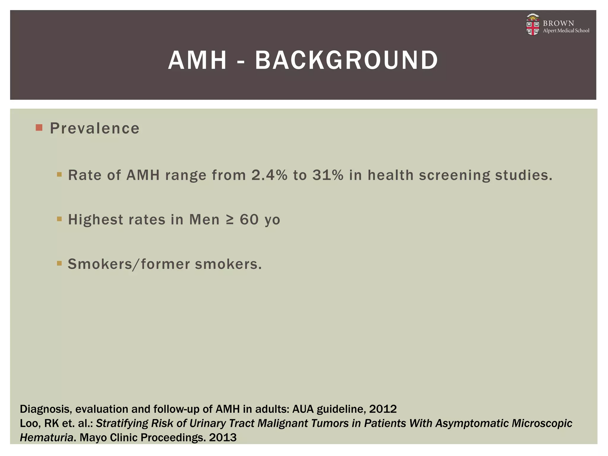 Asymptomatic Microscopic Hemature : 2012 AUA Guidelines | PPTX