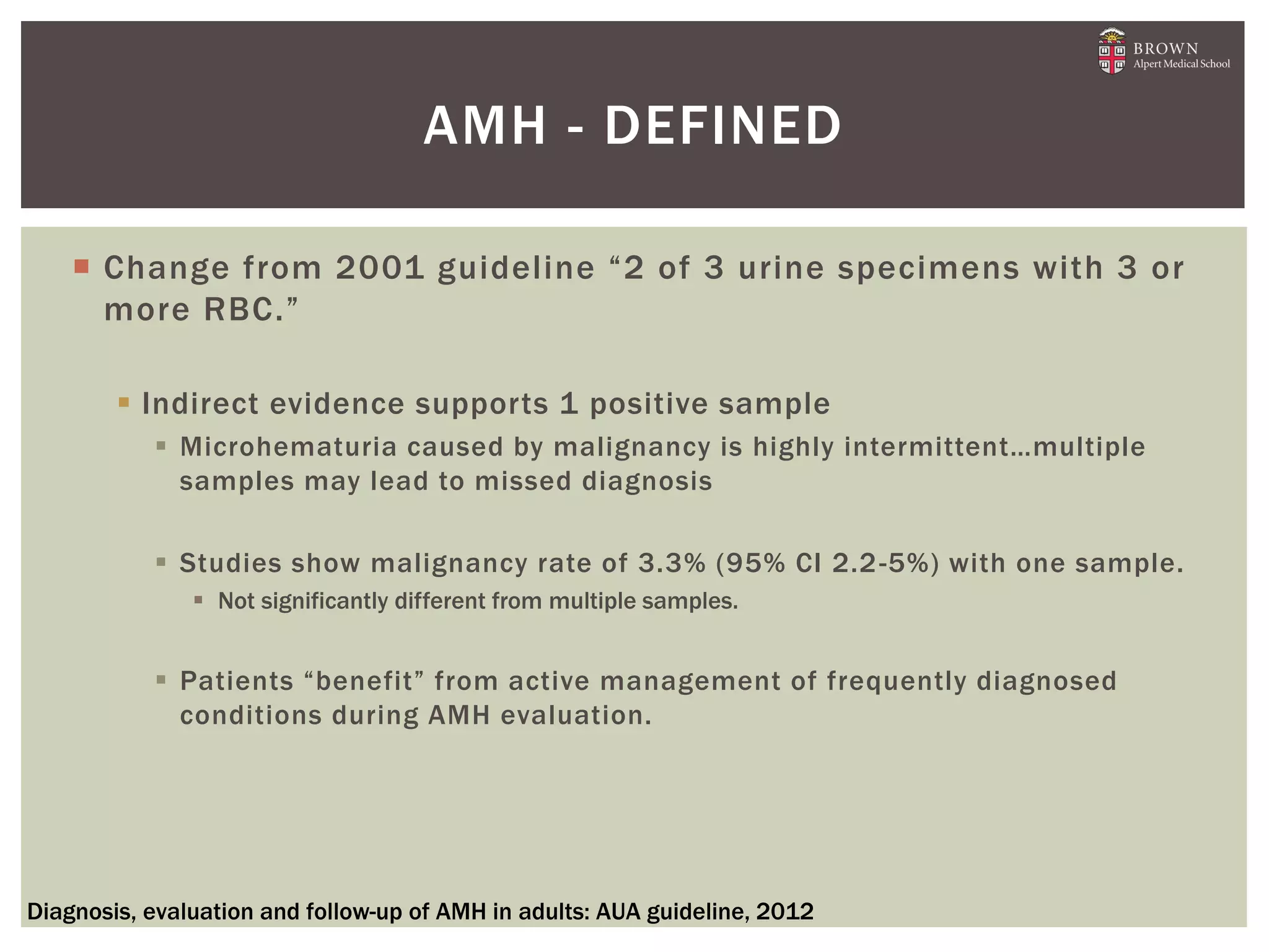 Asymptomatic Microscopic Hemature : 2012 AUA Guidelines | PPTX