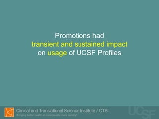 Promotions had
transient and sustained impact
  on usage of UCSF Profiles
 