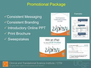 Promotional Package

                                   Examples

Consistent Messaging
Consistent Branding
 Introductory Online PPT
 Print Brochure
 Sweepstakes
 
