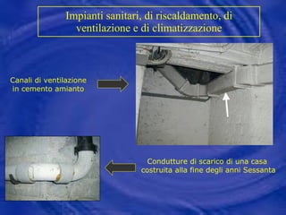 Impianti sanitari, di riscaldamento, di ventilazione e di climatizzazione Condutture di scarico di una casa  costruita alla fine degli anni Sessanta Canali di ventilazione in cemento amianto 