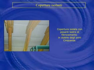 Coperture isolanti   Copertura isolata con pesanti lastre di fibrocemento  in stabile degli anni Cinquanta. 