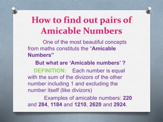 Amicable Numbers