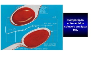 Comparação
  entre amidos
solúveis em água
       fria.
 
