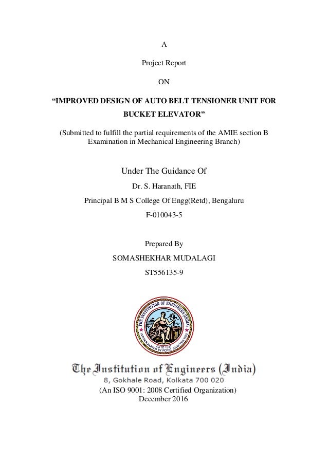 Design Of Bucket Elevator With Auto Belt Tensioner Unit