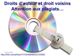 Droits d’auteur et droit voisins
      Attention aux plagiats…




   Février 2008
http://flickr.com/photos/71715246@N00/521723595/
 