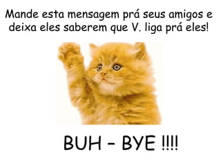 Mande esta mensagem prá seus amigos e deixa eles saberem que V. liga prá eles! BUH – BYE !!!! 