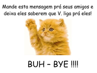 Mande esta mensagem prá seus amigos e deixa eles saberem que V. liga prá eles! BUH – BYE !!!! 
