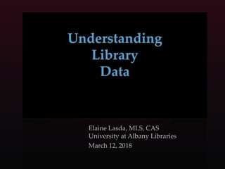 Elaine Lasda, MLS, CAS
University at Albany Libraries
March 12, 2018
 