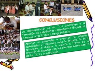 Desde el área de Tecnología e Informática se creará un foro virtual donde el tema central sea la contaminación y recuperación del medio ambiente.  Además se crearán Blog’s y se diseñarán Sitios web. ACTIVIDADESDesde el área de Ciencias Sociales: Identificará la evolución de las máquinas desde la Revolución Industrial hasta nuestros días y el efecto que tienen en el deterioro del medio ambiente.  Buscar la información en Internet.