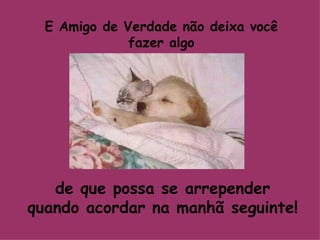 E Amigo de Verdade não deixa você fazer algo de que possa se arrepender quando acordar na manhã seguinte!   