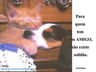 ParaPara
quemquem
temtem
um AMIGO,um AMIGO,
não existenão existe
solidão.solidão.
Anônimo
Visite:
www.templodossonhos.com
 