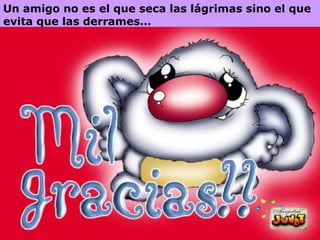 Un amigo no es el que seca las lágrimas sino el que evita que las derrames…