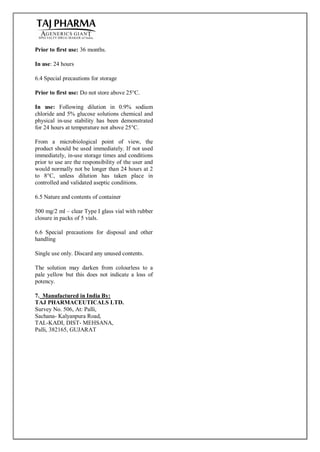 Amikacin Sulphate Injection 100mg/2ml, 250mg/2ml, 500mg/2ml; Taj Pharma ...