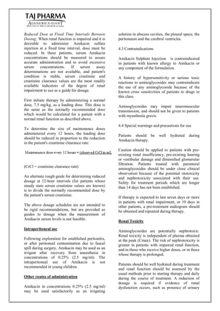 Amikacin Sulphate Injection 100mg/2ml, 250mg/2ml, 500mg/2ml; Taj Pharma ...