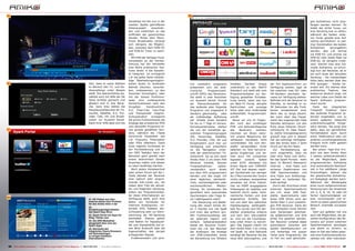 41                                                                                                                                                           45
                                                                                                                           Kanalliste mit der nun in der                                                                                                           gen Aufnahmen nicht emp-
                                                                                                                           zweiten Spalte getroffenen                                                                                                              fangen werden können. So
                                                                                                                           Unterauswahl         einschrän-                                                                                                         bleibt der dritte Tuner, um
                                                                                                                           ken und erleichtert so das                                                                                                              eine Sendung live zu sehen,
                                                                                                                           Auffinden der gewünschten                                                                                                               während die beiden ande-
                                                                                                                           Sender. Hinter dem Menü-                                                                                                                ren Tuner gerade eine Auf-
                                                                                                                           Punkt Broadcaster verbirgt                                                                                                              nahme durchführen. In wel-
                                                                                                                           sich übrigens die Möglich-                                                                                                              cher Kombination die beiden
                                                                                                                           keit, zwischen dem DVB-T/C                                                                                                              Aufnahmen         durchgeführt
                                                                                                                           und DVB-S2 Tuner zu wech-                                                                                                               werden, also z.B. einmal
                                                                                                                           seln.                                                                                                                                   via DVB-T/C und einmal via
                                                                                                                              Mit Hilfe der farbigen Funk-                                                                                                         DVB-S2 oder beide Male via
                                                                                                                           tionstasten an der Fernbe-                                                                                                              DVB-S2, ist übrigens irrele-
                                                                                                                           dienung hat der Hersteller                                                                                                              vant. Startet man eine ma-
                                                                                                                           eine Reihe praktischer Fea-                                                                                                             nuelle Aufnahme, so erkun-
                                                                                                                           tures direkt in die Kanallis-                                                                                                           digt sich der Receiver, ob er
                                                                                                                           te integriert. So ermöglicht                                                                                                            sie nach Ende der aktuellen
                                                                                                                           z.B. die gelbe Taste vollstän-                                                                                                          Sendung - die notwendigen
                                                                                                                           dige Bearbeitungsmöglich-                                                                                                               Infos dazu werden über den
42                                                                                   Zeit, dass er seine Stärken           keiten direkt im laufenden         lich vorbildlich umgesetzt      Inhalten. Darüber hinaus         der Ton lippensynchron zur          EPG bezogen - wieder be-
                                                                                     im Bereich des TV- und Ra-            Betrieb (löschen, verschie-        präsentiert sich die elek-      unterstützt er den HbbTV         Verfügung stehen, egal ob           enden soll. Ein kleines aber
                                                                                     dioempfangs unter Beweis              ben, umbenennen, zu den            tronische     Programmzeit-     Standard und stellt alle vom     Sie zwischen zwei SD- oder          praktisches Feature, das
                                                                                     stellt. Die übersichtliche Ka-        Favoriten hinzufügen), oder        schrift (EPG) des Receivers.    Programmanbieter zur Ver-        HD-Sendern wechseln. Ap-            wiederum deutlich zeigt, mit
                                                                                     nalliste wird mit Hilfe der OK        mit der blauen Funktions-          Sie steht in zwei Ansichten     fügung gestellten Extrafea-      ropos zur Verfügung stehen:         welcher Liebe zum Detail die
                                                                                     Taste sichtbar gemacht und            taste sind umfangreiche            zur Auswahl bereit: Einmal      tures bereit, seien das nun      Befindet sich der Receiver im       Spark Software program-
                                                                                     gliedert sich in drei Berei-          Sortierfunktionen nach den         als Übersichtstabelle für       ein Web-TV Portal, aktuelle      Standby, so benötigt er ca.         miert wurde.
                                                                                     che. Ganz links stehen die            Vorgaben         Kanalnummer,      das laufende oder folgende      Nachrichten und sonstige         30 Sekunden bis alle Funk-            Dank      der    integrierten
                                                                                     Hauptauswahlpunkte All, Fa-           A-Z, Free+Cas, Cas+Free            Programm von insgesamt 9        Infos oder eine multimedial      tionen einsatzbereit sind.          Timeshift Funktion kann
                                                                                     vourite, Satellite, A-Z, Pro-         und Transponder möglich.           Sendern gleichzeitig, oder      aufbereitete Programmzeit-       Wem das zu lange dauert,            das laufende Programm je-
                                                                                     vider, CAS, HD und Broad-             Schlussendlich       ermöglicht    als vollständige Auflistung     schrift.                         der kann über das Haupt-            derzeit angehalten und zu
                                                                                     caster zur Auswahl bereit.            die grüne Funktionstaste die       der Inhalte eines Senders          Bevor wir uns im Folgen-      menü den sogenannten Fake           einem späteren Zeitpunkt
                                                                                     Dank ihrer Hilfe lässt sich die       Anzeige des erweiterten EPG        für bis zu 7 Tage im Voraus.    den noch den unzähligen          Standby aktivieren. Um den          unterbrechungsfrei fortge-
                                                                                                                           zum aktuellen Programm ei-         Konsequenterweise stehen        PVR- und Netzwerkfeatures        Preis eines höheren Strom-          setzt werden. Sie sorgt also
43                                                                                                                         nes gerade gewählten Sen-          die von der Kanalliste ge-      des     Receivers   widmen,      verbrauchs im Fake Stand-           dafür, dass ein gemütlicher
                                                                                                                           ders, während die i-Taste          wohnten Programmgruppen         möchten wir Ihnen natür-         by (siehe Energiediagramm)          Fernsehabend auch durch
                                                                                                                           technische Parameter wie           (All, Favourites, Satellite,    lich unsere Bewertung der        erkauft man sich in diesem          einen Telefonanruf oder ein
                                                                                                                           z.B. Frequenz, Polarisation        A-Z, Provider, CAS, HD und      verbauten Hardware nicht         Fall die sofortige Verfügbar-       anderes unvorhergesehenes
                                                                                                                           oder PIDs offenbart. Dank          Broadcaster) auch hier zur      vorenthalten. Die vom Her-       keit des Amiko Alien 2 beim         Ereignis nicht mehr gestört
                                                                                                                           einer eigenen Suchtaste an         Verfügung und erleichtern       steller verwendeten Tuner        Druck auf die Ein-Taste.            werden kann.
                                                                                                                           der Fernbedienung und ei-          so die Navigation inner-        lieferten im Test hervorra-         Zur Fernbedienung sei              Bei einem High-End Pro-
                                                                                                                           ner OSD Tastatur kann der          halb der elektronischen TV-     gende Ergebnisse und ka-         noch angemerkt, dass sie            dukt wie dem Amiko Alien
                                                                                                                           Benutzer ganz gezielt nach         Zeitschrift. Da es sich beim    men auch mit schwachen           über eine Taste zum Aufru-          2 nahezu selbstverständlich
                                                                                                                           einem bestimmten Sender            Amiko Alien 2 um einen PVR      Signalen zurecht. Selbst         fen des Spark Portals - mehr        ist die Möglichkeit, jeder
                                                                                                                           Ausschau halten und diesen         Receiver handelt, können        unser SCPC Härtetest mit         dazu im Bereich Netzwerk/           programmierten Aufnahme
                                                                                                                           so rasch ausfindig machen.         Timeraufnahmen        selbst-   einem Signal vom TURKSAT         Internet -, eine Taste zum          eine automatische Nachlauf-
                                                                                                                              Nach jedem Kanalwechsel         verständlich    auch   direkt   42° Ost und dessen niedri-       sicheren Deaktivieren von           zeit in frei wählbarer Länge
                                                                                                                           oder einem Druck auf die i-        aus dem EPG programmiert        ger Symbolrate von weniger       USB Speichermedien und              hinzuzufügen, ebenso wie
                                                                                                                           Taste blendet der Receiver         werden und das sogar mit        als 3 Ms/s konnte den Tunern     eine Taste zum Auflösungs-          der gewünschte Aufnahme-
                                                                                                                           eine optisch sehr anspre-          einer täglichen, wöchentli-     nichts anhaben, anstandslos      wechsel im laufenden Be-            ort festgelegt werden kann.
                                                                                                                           chende Info-Leiste ein, die        chen, wochentäglichen oder      versahen sie ihren Dienst.       trieb verfügt.                      Während der Wiedergabe
                                                                                                                           neben dem Titel der aktuel-        wochenendlichen      Wieder-    Das via HDMI ausgegebene            Durch den Anschluss eines        einer zuvor aufgenommenen
                                                                                                                           len und folgenden Sendung,         holung. So versäumen Sie        Videosignal ist tadellos und     externen Speichermediums            Sendung kann der Anwender
                                                                                                                           sofern der Programmanbie-          garantiert kein spannendes      besticht durch satte, kont-      wie z.B. einer USB Fest-            mit 2, 4, 8, 16, 32 oder 64
                                                                                                                           ter diese Informationen zur        Sportereignis oder Folge Ih-    rastreiche Farben und eine       platte, Speicherkarte oder          facher Geschwindigkeit vor
44                                                                                   41. HD-Videos aus dem                 Verfügung stellt, auch eine        rer Lieblingsserie mehr!        angenehme Schärfe. Der           eines USB Sticks wird der           bzw. zurückspulen und er-
                                                                                     Internet stellen kein Problem         Reihe von Symbolen für                Die Steuerung und Bedie-     von uns über den optischen       Amiko Alien 2 zum vollwerti-        reicht so jeden gewünschten
                                                                                     für den Amiko Alien 2 dar
                                                                                                                           mehrere Audiospuren, Un-           nung des neuen Amiko Ali-       Digitalausgang weitergelei-      gen PVR Receiver. Dank der          Bereich innerhalb kürzester
                                                                                     42.
                                                                                     Einstellungsmöglichkeiten             tertitel, EPG, Teletext, Ver-      en 2 machte uns viel Spaß       tete Ton wurde vom DD Ver-       drei verbauten Tuner können         Zeit.
                                                                                     des Spark App Store                   schlüsselung oder zur Kenn-        und trotz des wirklich gro-     stärker problemlos erkannt       zwei Sendungen gleichzei-             Sehr gut gefallen hat uns
                                                                                     43. Spark Portal mit Apps für         zeichnung als HD-Sendung           ßen Funktionsumfangs war        und kam dort störungsfrei        tig aufgenommen und eine            auch die Möglichkeit, die ge-
                                                                                     Ebay, Twitter usw.                    beinhaltet. Ebenso geben           sie jederzeit logisch und       an. Und um die Couchpota-        dritte live gesehen werden.         samte Konfiguration des Re-
                                                                                     44. Die ARD Mediathek                 zwei Balken für Signalquali-                                       toes unter Ihnen zu beruhi-      Der Receiver schaltet dabei         ceivers auf einem externen
                                                                                     dargestellt über eine der
                                                                                                                                                              einfach. Selbstverständlich
                                                                                     Spark Apps                            tät und Signalstärke auf ei-       bietet der Receiver Funkti-     gen: Das Zappen macht mit        automatisch zwischen den            Speichermedium abzulegen
                                                                                     45. Startseite des                    nen Blick Auskunft über die        onen wie z.B. den Wechsel       dem Amiko Alien 2 so richtig     beiden Satellitentunern um          und damit zu sichern, so
                                                                                     integrierten Opera Browsers           Eigenschaften des derzeit          der Audiospur, die Anzeige      viel Spaß, ca. eine Sekunde      und hinterlegt mit grauer           dass im Fall des Falles jeder-
                                                                                     mit Verknüpfungen
                                                                                     zu einigen beliebten                  anliegenden Signals.               von DVB-Untertiteln sowie       benötigt der Receiver bis das    Farbe jene Programme, die           zeit eine funktionierende Ka-
                                                                                     Internetseiten                           Erwähnenswert und wirk-         die Darstellung von Teletext    neue Bild störungsfreu und       im Fall von zwei gleichzeiti-       nalliste inkl. aller individuel-


56 TELE-satellite International — The World‘s Largest Digital TV Trade Magazine — 06-07-08/2012 — www.TELE-satellite.com                                                                                 www.TELE-satellite.com — 06-07-08/2012 — TELE-satellite International — 全球发行量最大的数字电视杂志   57
 