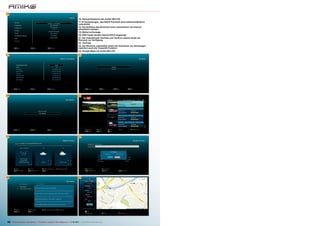 16
6
16. Netzwerkfeatures des Amiko Mini HD
17. IP Einstellungen, das DHCP Protokoll wird selbstverständlich
unterstützt
18. Die Software des Receivers kann automatisch via Internet
aktualisiert werden
19. Wettervorhersage
20. RSS Feeds werden übersichtlich angezeigt
21. Die Videodienste YouTube und YouPorn stehen direkt am
Receiver zur Verfügung
22. YouTube
23. Der Receiver unterstützt neben der Aufnahme von Sendungen
natürlich auch die Timeshift Funktion
24. Google Maps am Amiko Mini HD

17

21

18

22

19

23

20

24

62 TELE-audiovision International — The World‘s Largest TV Box Magazine — 1
1-12/2013 — www.TELE-audiovision.com

 
