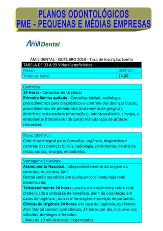 Amil dental  pme    novembro11