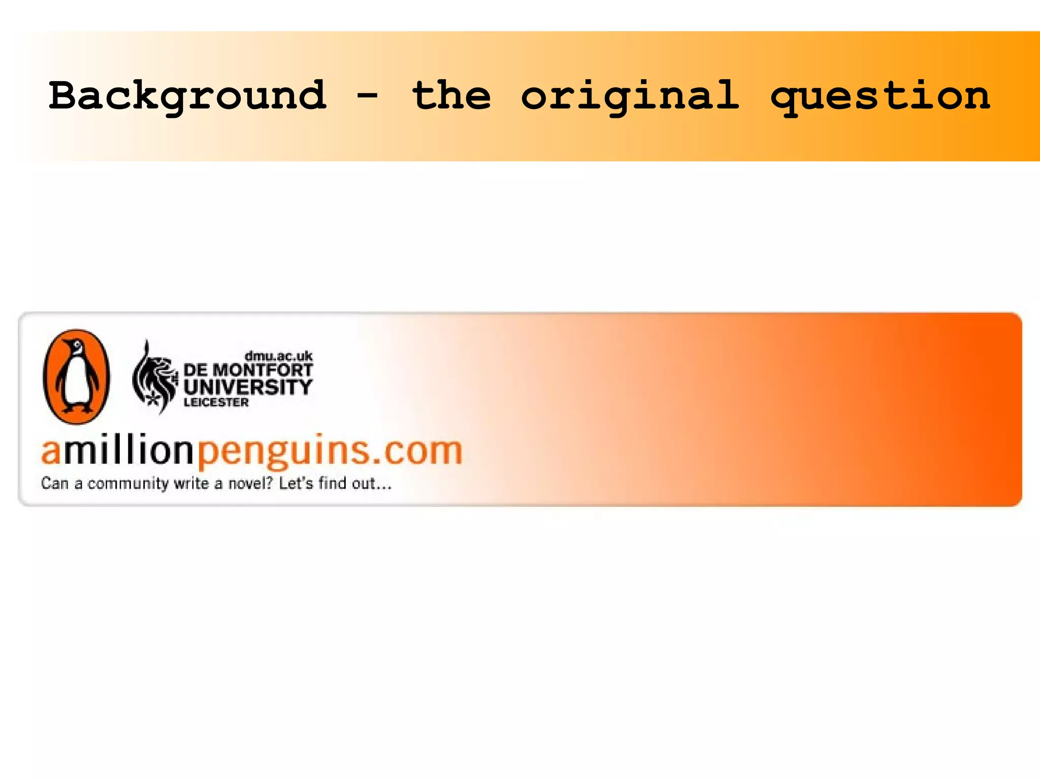 Background - the original question 