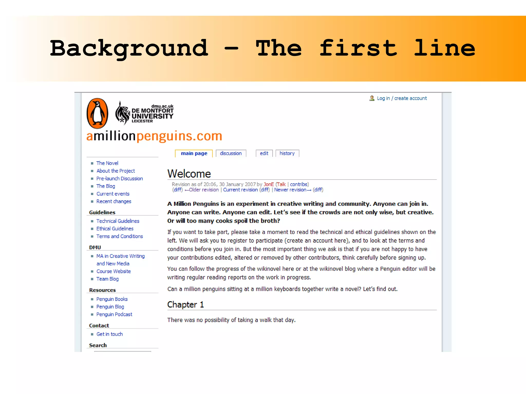 Background – The first line 