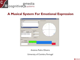 A Musical System For Emotional Expression
António Pedro Oliveira
University of Coimbra, Portugal
 
