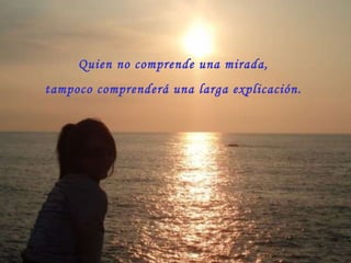 Quien no comprende una mirada, tampoco comprenderá una larga explicación.  