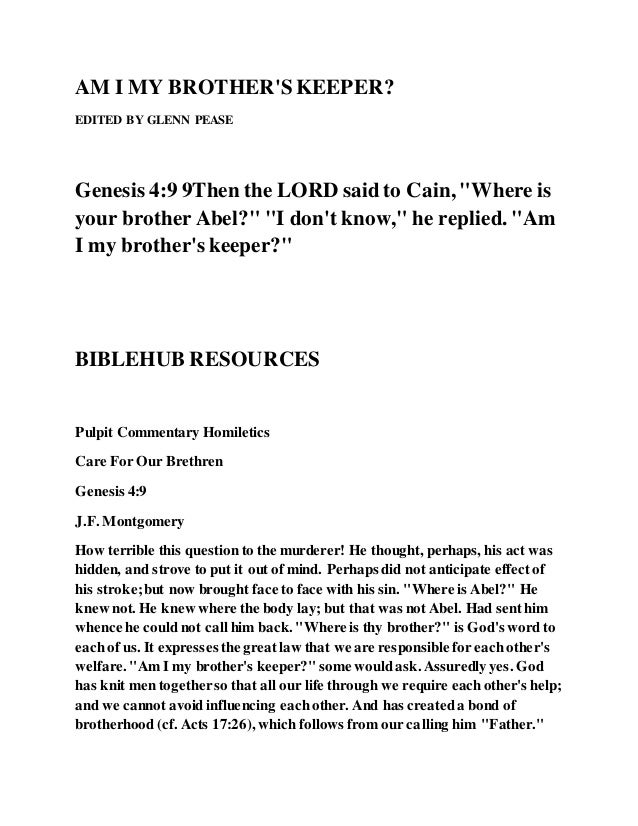 Am i my brother's keeper