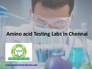 Amino acid Testing Labs in Chennai
www.tamilnadutesthouse.com
 