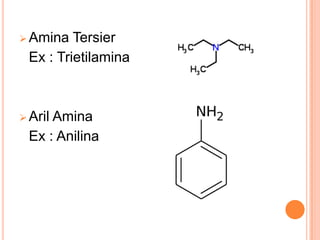 AminaTersierTata NamaAminaAminaPrimerEx : MetilaminaAminaSekunderEx : Dietilamina
