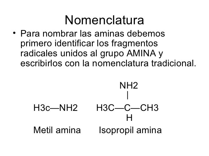 Resultado de imagen para aminas nomenclatura