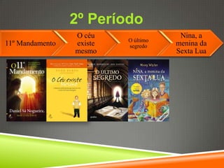 2º Período
                 O céu                Nina, a
                          O último
11º Mandamento   existe   segredo    menina da
                 mesmo               Sexta Lua
 
