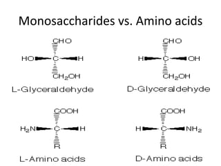 Monosaccharides vs. Amino acids
 