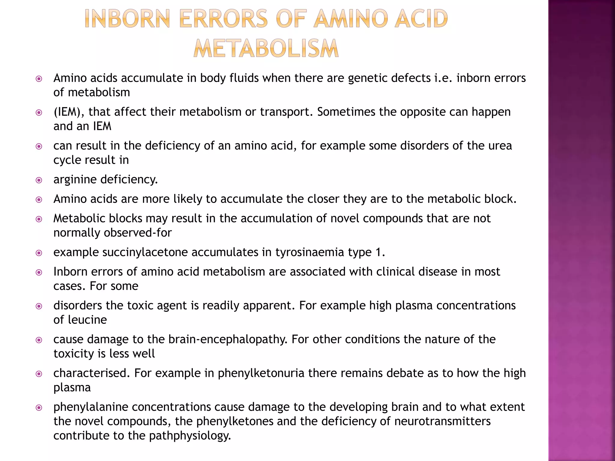 Amino acid metabolism disorder | PPTX