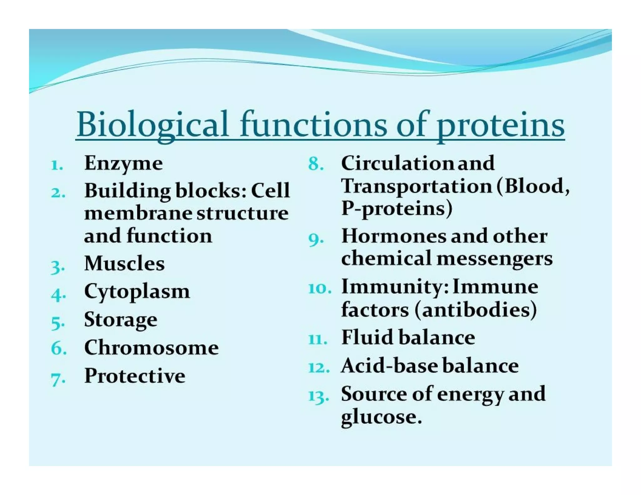 Functions of proteins
 