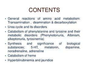 OVERVIEW OF AMINO ACID METABOLISM AND ITS SIGNFICANCE | PPTX