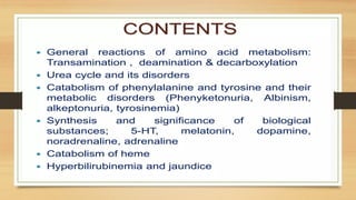 Amino Acid Metabolism B.PHARM Biochemistry | PPTX