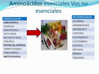 Aminoácidos esenciales Vos no
esenciales
 