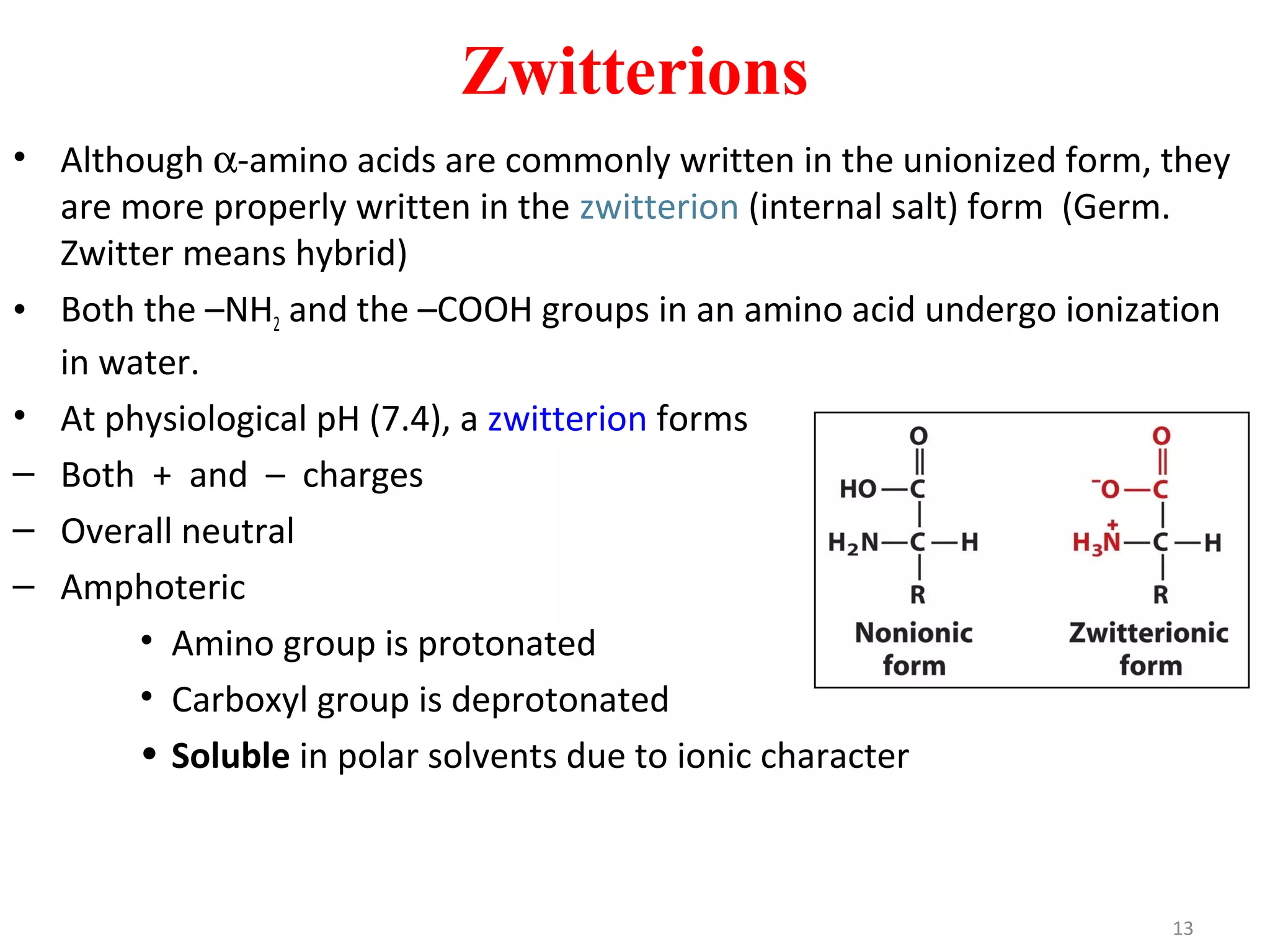 Zwitterionic Form Amino acid ppt | PPT