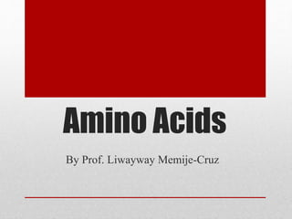 Amino Acids
By Prof. Liwayway Memije-Cruz
 