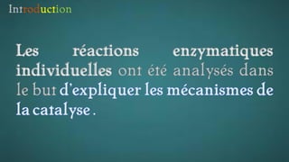 Introduction
Les réactions enzymatiques
individuelles ont été analysés dans
le but
 