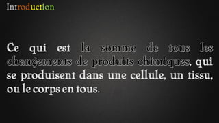 Introduction
Ce qui est
, qui
se produisent dans une cellule, un tissu,
ou le corps en tous.
 