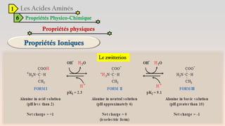 1
6 Propriétés Physico-Chimique
Propriétés physiques
Le zwitterion
 