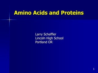 Amino Acids and Proteins
Larry Scheffler
Lincoln High School
Portland OR
1
 