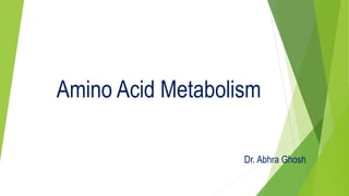 Amino Acid Metabolism
Dr. Abhra Ghosh
 