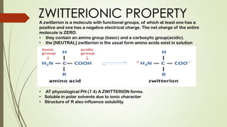 Zwitterionic Form biochemistry amino acid from chemistry to life machinery | PDF