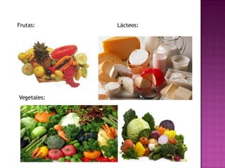 Frutas:

Vegetales:

Lácteos:

 