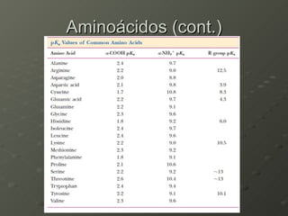 Aminoácidos (cont.) 
